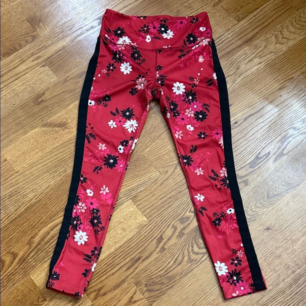 Kate Spade Floral Leggings Red Black Pink Size Small Athleisure
